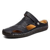 abordables sandales d&#039;extérieur-Homme Sandales Sabots et mules Sandales en cuir Sandales à bride arrière Chaussures faites à la main Chaussures de confort Chaussures Tendances du quotidien Polyuréthane Mocassins Noir Jaune Marron