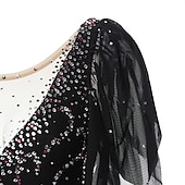 お買い得  フィギュアスケートドレス-フィギュアスケート ドレス 女性用 女の子 アイススケート ドレス セット バイオレット ブラック ホワイト オープンバック スパンデックス ストレッチヤーン 高弾性 訓練 競技大会 スケートウェア 手作り ソリッド クラシック クリスタル・ラインストーン 半袖 アイススケート フィギュアスケート