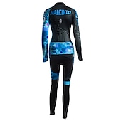 abordables Ensembles de vêtements pour femmes-Malciklo Femme Manches Longues Maillot et Cuissard Long Velo Cyclisme Hiver Toison Velours Lycra Violet Jaune Rouge Britannique Grandes Tailles Vélo Maillot Collant à Bretelles / Corsaire Bretelles