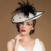 baratos Chapéus e Fascinators-tiaras fascinadores kentucky derby chapéu 100% linho chapéu de balde chapéu pires ocasião especial festa/coquetel de noite royal astcot com capacete de penas