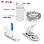 abordables Alimentación por batería-Guirnalda de luces LED de 2m, 20led, alambre de cobre, luces para decoración de boda, árbol de Navidad, fiesta de boda, botón de regalo, batería