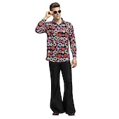 cheap Outfits-Retro Vintage Hippie 1970s Cosplay Costume Outfits Dude Hippie Disco Retro Deep V Couple&#039;s Men&#039;s Women&#039;s Halloween Carnival Masquerade Pride Parade Pride Month Adults&#039; Fall Spring &amp; Summer