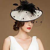 baratos Chapéus e Fascinators-tiaras fascinadores kentucky derby chapéu 100% linho chapéu de balde chapéu pires ocasião especial festa/coquetel de noite royal astcot com capacete de penas