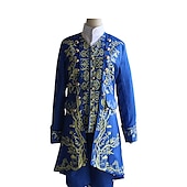 billige Antrekk-Vintage Inspirert Kostymer i middelalderstil Drakter Maskerade Ytterklær Normal Prins Aristokrat Outlander Trykt mønster Herre Royal Fest Karneval i Venezia Voksne Frakk Vest Trøye