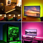 זול שלט רחוק-אורות רצועת led עמיד למים 1 m rgb tiktok אורות 60 נוריות 5050 smd 10 מ&quot;מ 1 m led אורות רצועת 17-key מרחוק שלט רחוק rgb tiktok אורות טלוויזיה רקע אור ip65