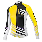 abordables Maillots de mujer-ILPALADINO Mujer Maillot de Ciclismo Manga Larga Invierno Talla Grande Bicicleta Camiseta con 3 bolsillos traseros MTB Bicicleta Montaña Ciclismo Carretera Almohadilla 3D Transpirable Diseño
