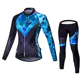 abordables Ensembles de vêtements pour femmes-Malciklo Femme Manches Longues Maillot et Cuissard Long Velo Cyclisme Hiver Toison Velours Lycra Violet Jaune Rouge Britannique Grandes Tailles Vélo Maillot Collant à Bretelles / Corsaire Bretelles
