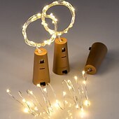 cheap Battery String Lights-5pcs String Led Wine Bottle with Cork 2M 20 LEDs Bottle Lights Battery Cork for Party Wedding Christmas Halloween Bar Decor