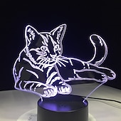 economico Luci notturne 3D-luce notturna a led 3d usb, lampada illusione di gatto che cambia colore a 7 colori, luce notturna con controllo touch, decorazione perfetta e regalo per gli amanti dei gatti
