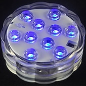 baratos Luzes Subaquáticas-10 led submersível luzes controle remoto rgb mudando debaixo d&#039;água luzes à prova d &#039;água para lagoa piscina fonte aquário vaso banheira de hidromassagem banheira decoração de festa iluminação 1 pcs
