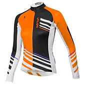 abordables Maillots de mujer-ILPALADINO Mujer Maillot de Ciclismo Manga Larga Invierno Talla Grande Bicicleta Camiseta con 3 bolsillos traseros MTB Bicicleta Montaña Ciclismo Carretera Almohadilla 3D Transpirable Diseño