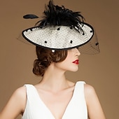 baratos Chapéus e Fascinators-tiaras fascinadores kentucky derby chapéu 100% linho chapéu de balde chapéu pires ocasião especial festa/coquetel de noite royal astcot com capacete de penas