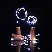 cheap Battery String Lights-5pcs String Led Wine Bottle with Cork 2M 20 LEDs Bottle Lights Battery Cork for Party Wedding Christmas Halloween Bar Decor