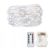 cheap Battery String Lights-Elegant Wedding Reception Party Fairy Lights 5M 50 LED Battery Operated with Remote Control Timer Waterproof Copper Wire Twinkle String Lights for Bedroom Indoor Outdoor Wedding Dorm Decor