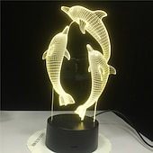 abordables Veilleuses 3D-Veilleuse dauphin 3d 16 couleurs lampe de chevet marsouin avec télécommande cadeau d'anniversaire pour enfant bébé fille
