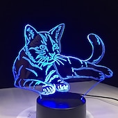 economico Luci notturne 3D-luce notturna a led 3d usb, lampada illusione di gatto che cambia colore a 7 colori, luce notturna con controllo touch, decorazione perfetta e regalo per gli amanti dei gatti