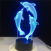 abordables Veilleuses 3D-Veilleuse dauphin 3d 16 couleurs lampe de chevet marsouin avec télécommande cadeau d'anniversaire pour enfant bébé fille