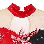 ieftine Rochii de patinaj artistic-Rochie de Patinaj Artistic Pentru femei Fete Πατινάζ στο πάγο Rochii Ținute Yan roz Alb / Alb Galben și galben Peteci Spandex Înaltă Elasticitate Competiție Ținută Patinaj Clasic Manșon Lung Patinaj