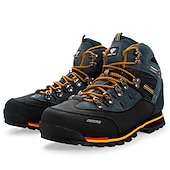 abordables Botas de montaña-Botas de senderismo impermeables para hombre con cordones rojos: calzado de exterior duradero para terrenos difíciles