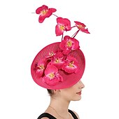 preiswerte Faszinator-Fascinatoren Blumen Kopfschmuck Leinen  /  Baumwollmischung Fischerhut Untertassen-Hut Besondere Anlässe Kentucky Derby Pferderennen Damentag Melbourne-Cup Mit Blumig Kopfschmuck Kopfbedeckung