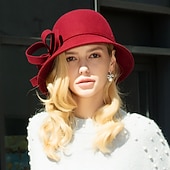 baratos Chapéus de Festa-100% Lã Chapéu Kentucky Derby / Chapéus com Laço 1pç Casual / Roupa Diária Capacete