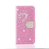 halpa Samsung-kotelot-puhelin Etui Käyttötarkoitus Samsung Galaxy S24 S23 S22 S21 S20 Plus Ultra A55 A35 A25 A15 5G A14 A34 A73 A32 A52 Huomautus 20 10 S25 Ultra Lompakkokorttikotelo Tuella Bling Paljetti Sydän Kimmeltäv