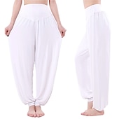 voordelige wijde pijpen en hoge taille-dames harembroek ademend sneldrogend vochtafvoerend zumba buikdans yoga bloeiers bodems licht paars wit zwart modal spandex plus size sport activewear hoge elasticiteit losse pasvorm