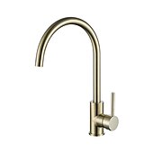 cheap Rotatable-Kitchen Sink Mixer Faucet Brushed Gold Deck Mounted , 360 Swivel Single Handle Vessel Kitchen Brass Taps with Cold and Hot Water Hose