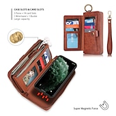 abordables Carcasas iPhone-teléfono Funda Para iPhone 16 iPhone 15 Pro Max Plus iPhone 14 13 12 11 Pro Max Mini X XR XS Max 8 7 Plus Tarjetas billetera Desmontable Magnética Protector de cuerpo completo Retro piel genuina
