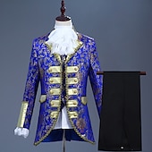 levne oblečení-Retro Středověké Kabát Korzet Kalhoty Princ Aristokrat Tisk Kalhoty Pánské Vánoce Karneval Nový rok Párty Queen&#039;s Platinum Jubilee 2022 Alžběta 70 let Dospělé Kabát Vesta Kalhoty Celý rok