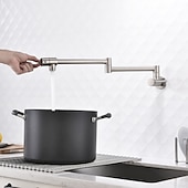 preiswerte Faltbar-Küchenarmatur, an der Wand montierter Topffüller, zwei Griffe, ein Loch, verchromt / ölgeriebene Bronze / Nickel, gebürsteter, faltbarer Topffüller, an der Wand montierte, moderne Küchenarmaturen,