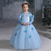 billige Jentekostymer-Askepott Eventyr Prinsesse Kjoler Blomsterpikekjole Jul A-linje Merke feriekjole Film-Cosplay for Jente Barne Bryllup Bryllupsgjest