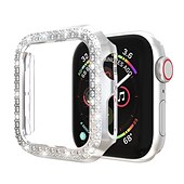 رخيصةأون جراب ساعة ذكية-مشاهدة حالة متوافق مع Apple Watch Series 8 7 41mm 45mm / Series 6 5 4 SE 40mm 44mm / Series 3 2 1 38mm 42mm مقاومة للخدش بلينغ الماس مكتشف الغبار الكمبيوتر الشخصي ووتش غطاء
