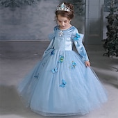billige Jentekostymer-Askepott Eventyr Prinsesse Kjoler Blomsterpikekjole Jul A-linje Merke feriekjole Film-Cosplay for Jente Barne Bryllup Bryllupsgjest
