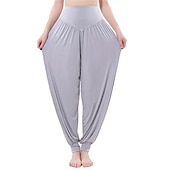 voordelige wijde pijpen en hoge taille-dames harembroek ademend sneldrogend vochtafvoerend zumba buikdans yoga bloeiers bodems licht paars wit zwart modal spandex plus size sport activewear hoge elasticiteit losse pasvorm