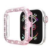 رخيصةأون جراب ساعة ذكية-مشاهدة حالة متوافق مع Apple Watch Series 8 7 41mm 45mm / Series 6 5 4 SE 40mm 44mm / Series 3 2 1 38mm 42mm مقاومة للخدش بلينغ الماس مكتشف الغبار الكمبيوتر الشخصي ووتش غطاء