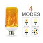 baratos Lâmpadas LED em Forma de Espiga-Lâmpada de efeito de chama led luzes de férias 4 modos luz azul amarela 6w e27 e26 base halloween natal decoração de casa luzes de decoração de jardim ac 85-265v