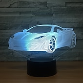 economico Luci notturne 3D-auto da corsa 3d led illusione lampada luce notturna 7 colori dimmerabile usb powered touch control per bambini auto creative regali per ragazzi