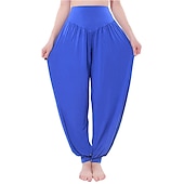 voordelige wijde pijpen en hoge taille-dames harembroek ademend sneldrogend vochtafvoerend zumba buikdans yoga bloeiers bodems licht paars wit zwart modal spandex plus size sport activewear hoge elasticiteit losse pasvorm