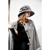 economico Cappelli da Festa-cappelli Cappello a secchiello in lana 100% casual con copricapo laterale in pizzo floreale