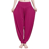 voordelige wijde pijpen en hoge taille-dames harembroek ademend sneldrogend vochtafvoerend zumba buikdans yoga bloeiers bodems licht paars wit zwart modal spandex plus size sport activewear hoge elasticiteit losse pasvorm