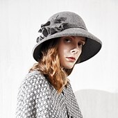 economico Cappelli da Festa-cappelli Cappello a secchiello in lana 100% casual con copricapo laterale in pizzo floreale