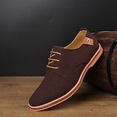 cheap Semi-Formal-Men&#039;s Green Suede Lace-Up Oxford Shoes with Tan Accents, Stylish Casual Dress Shoes for Office and Formal Events