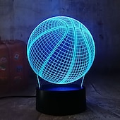 お買い得  3Dナイトライト-スポーツファンの男の子の女の子のためのスマートタッチ誕生日バレンタインデーギフトを変更する7色の3Dバスケットボールナイトライト目の錯覚ランプ