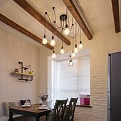 abordables Éclairages grappe-8 lumières 120CM Style de bougie Lustre Métal Finitions Peintes 110-120V 220-240V