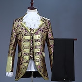 levne oblečení-Retro Středověké Kabát Korzet Kalhoty Princ Aristokrat Tisk Kalhoty Pánské Vánoce Karneval Nový rok Párty Queen&#039;s Platinum Jubilee 2022 Alžběta 70 let Dospělé Kabát Vesta Kalhoty Celý rok