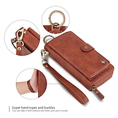 abordables Carcasas iPhone-teléfono Funda Para iPhone 16 iPhone 15 Pro Max Plus iPhone 14 13 12 11 Pro Max Mini X XR XS Max 8 7 Plus Tarjetas billetera Desmontable Magnética Protector de cuerpo completo Retro piel genuina