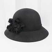 billiga Festhattar-hattar 100% ull bucket hatt casual med blommiga spetsar sidohuvudbonader
