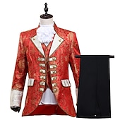 levne oblečení-Retro Středověké Kabát Korzet Kalhoty Princ Aristokrat Tisk Kalhoty Pánské Vánoce Karneval Nový rok Párty Queen&#039;s Platinum Jubilee 2022 Alžběta 70 let Dospělé Kabát Vesta Kalhoty Celý rok