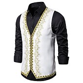 preiswerte Men&#039;s Vest-Herren Weste Weihnachten Hochzeitsfeier Neujahr Mittelalterliche Renaissance Sommer Frühling Vintage-Stil Stickerei Polyester Cosplay Farbblock V Ausschnitt Dünn Schwarz Weiß Rote Weste